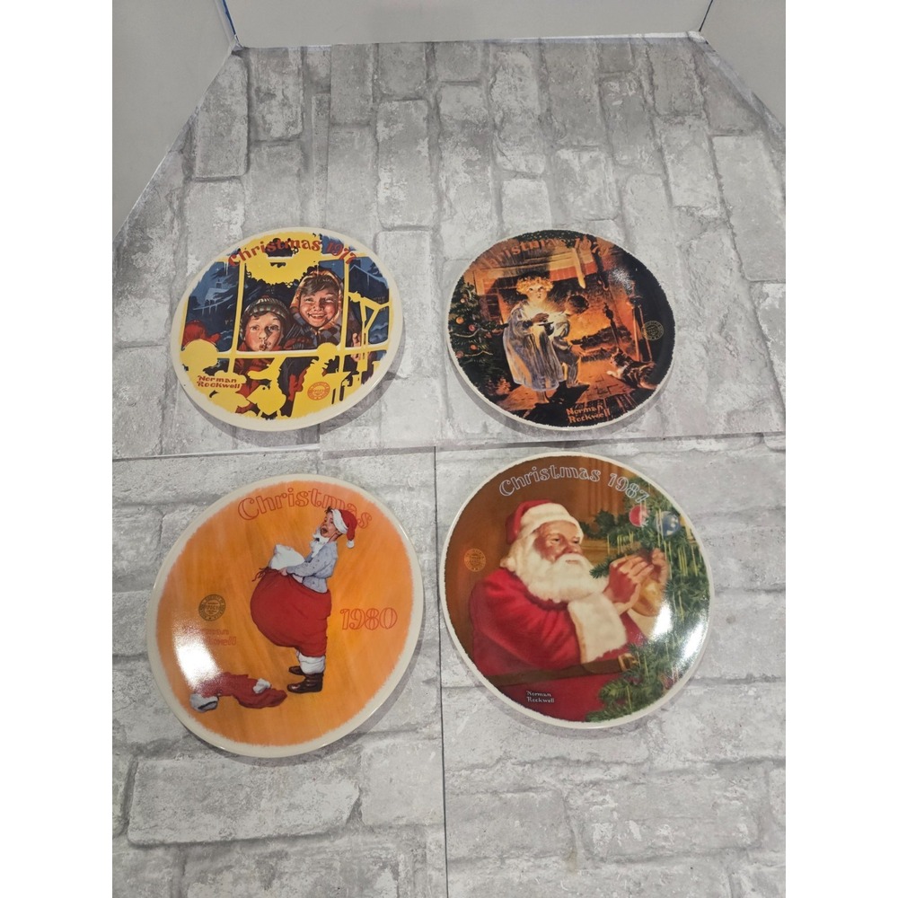 Lot 101 4 Norman Rockwell Christmas Plates 1977, 1979. 1980 and 1987